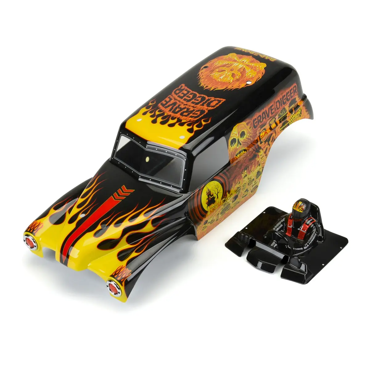 Pro359312 1/10 Grave Digger Fire (Red) Painted Body Set: Lmt 1