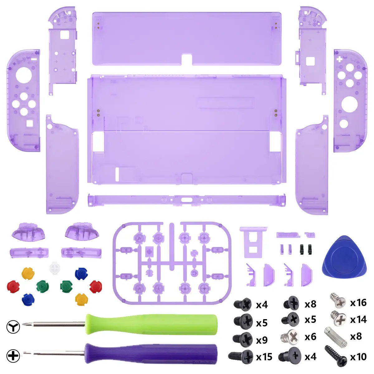 Extremerate Custom Replacement Full Set Shell With Buttons For Nintendo Switch Oled - Clear Atomic Purple 2