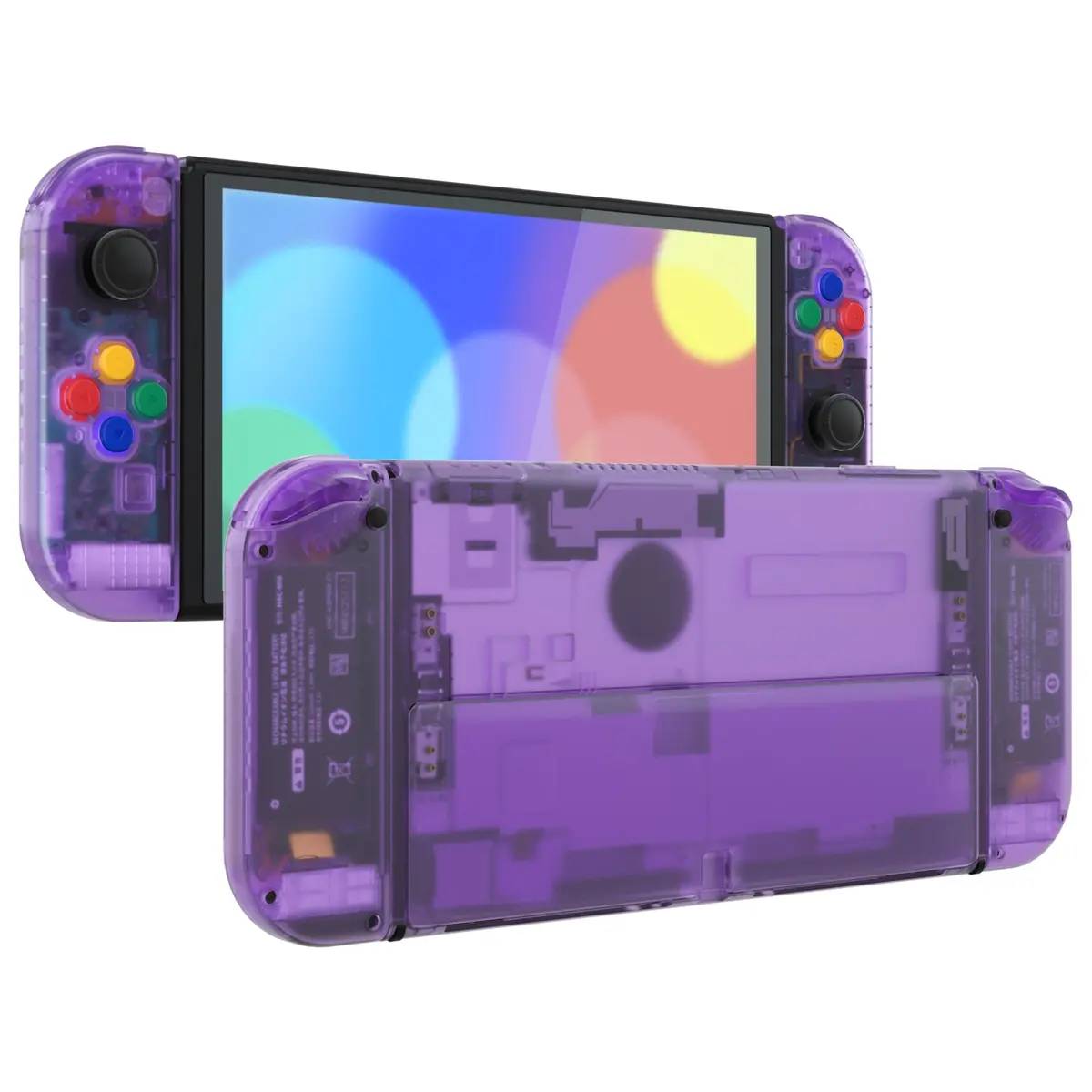 Extremerate Custom Replacement Full Set Shell With Buttons For Nintendo Switch Oled - Clear Atomic Purple 1