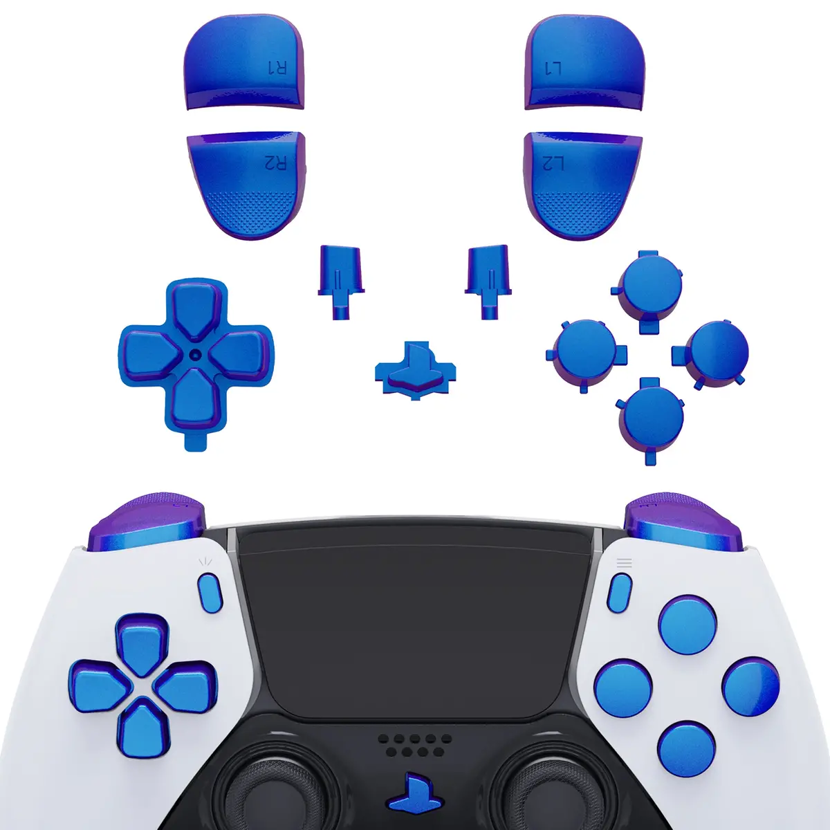 Extremerate Replacement Full Set Buttons Compatible With Ps5 Edge Controller - Chameleon Purple Blue 1