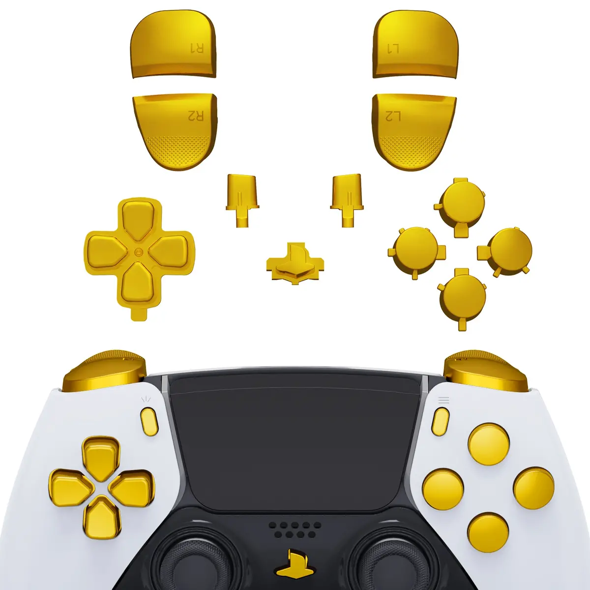 Extremerate Replacement Full Set Buttons Compatible With Ps5 Edge Controller - Chrome Gold 1