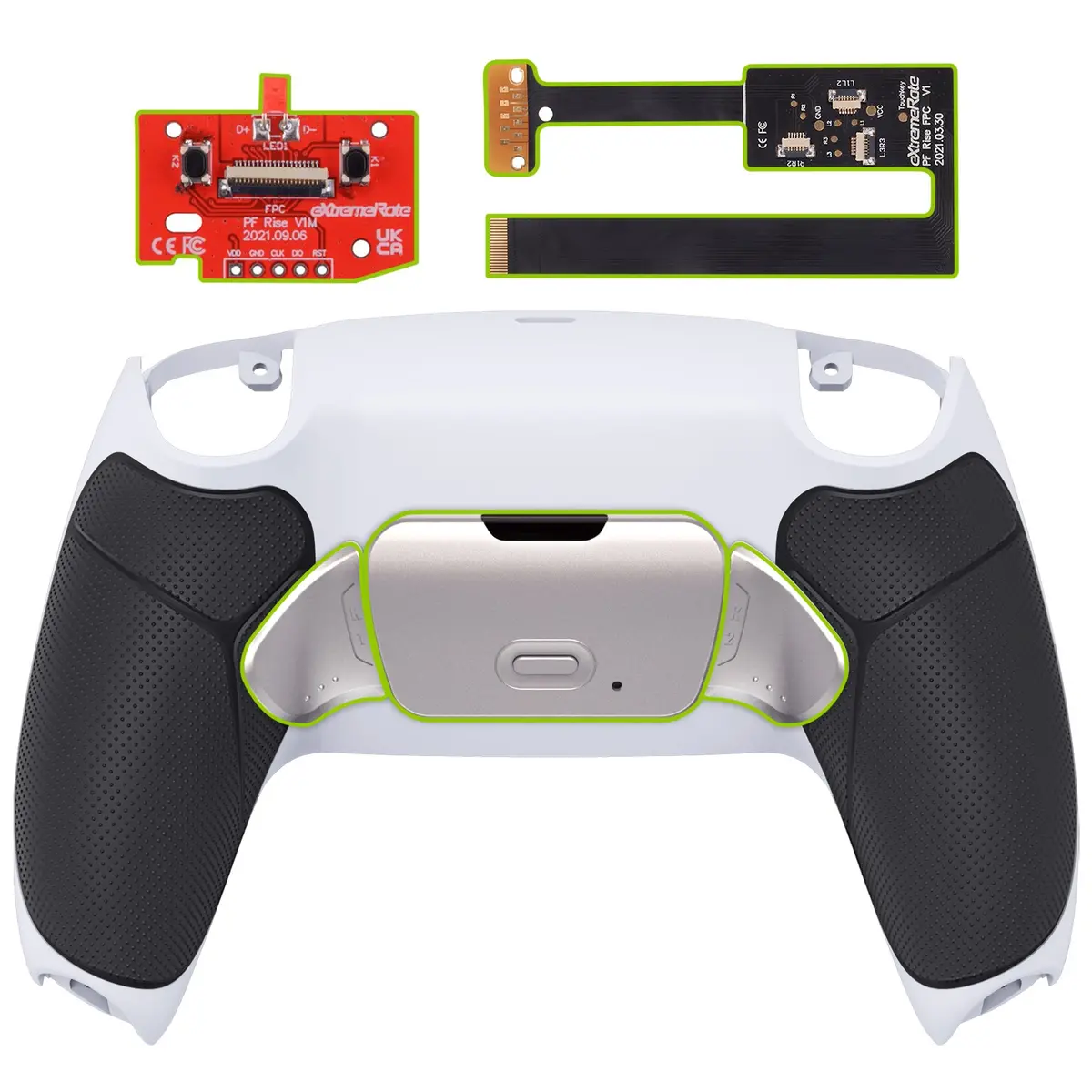 Extremerate Silver Real Metal Buttons (Rmb) Version Rise 2.0 Remap Kit For Ps5 Controller Bdm-010/020 - Rubberized Black 1
