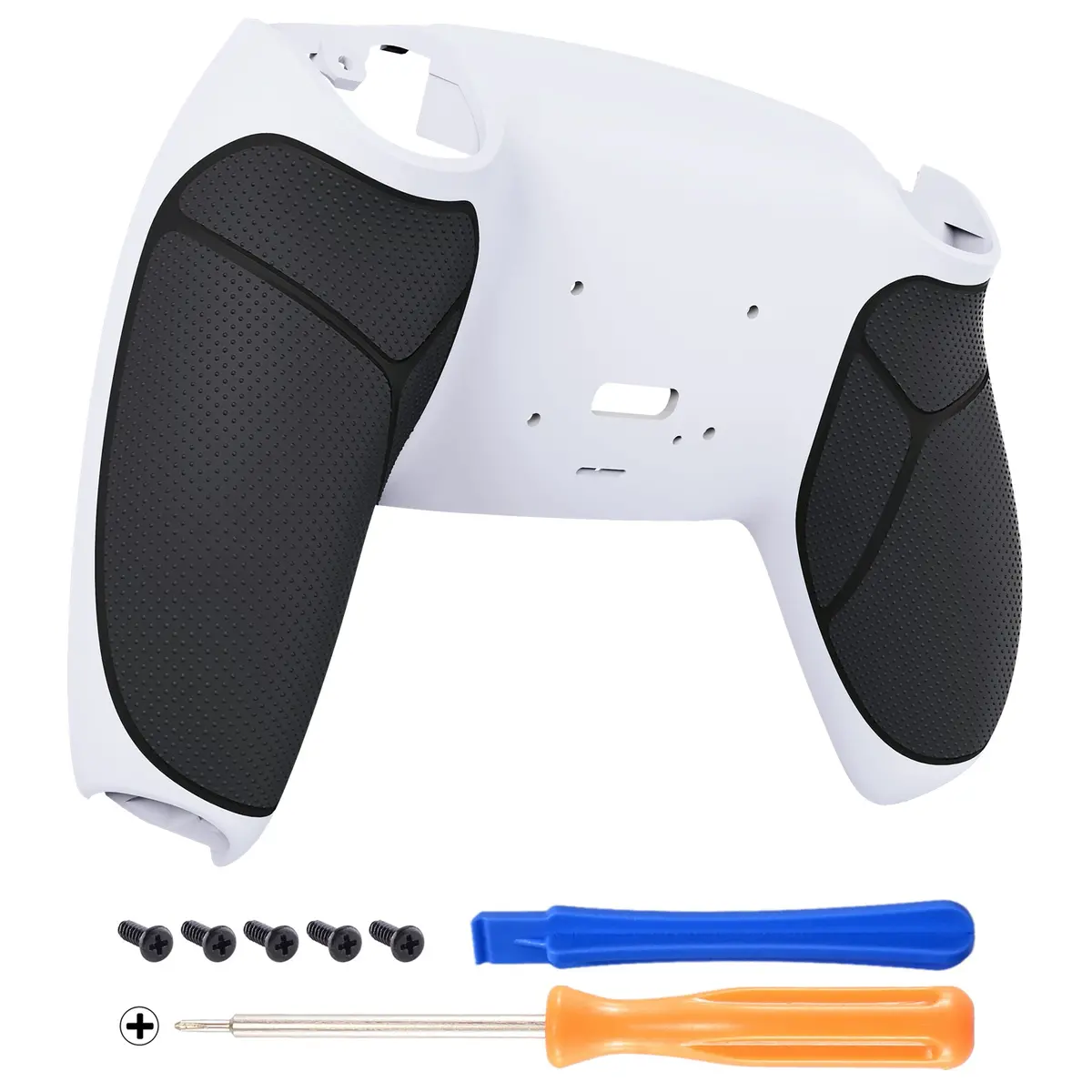 Extremerate Performance Grip Redesigned Back Shell For Extremerate Rise Remap Kit, Compatible With Ps5 Controller - Rubberized Black White 1
