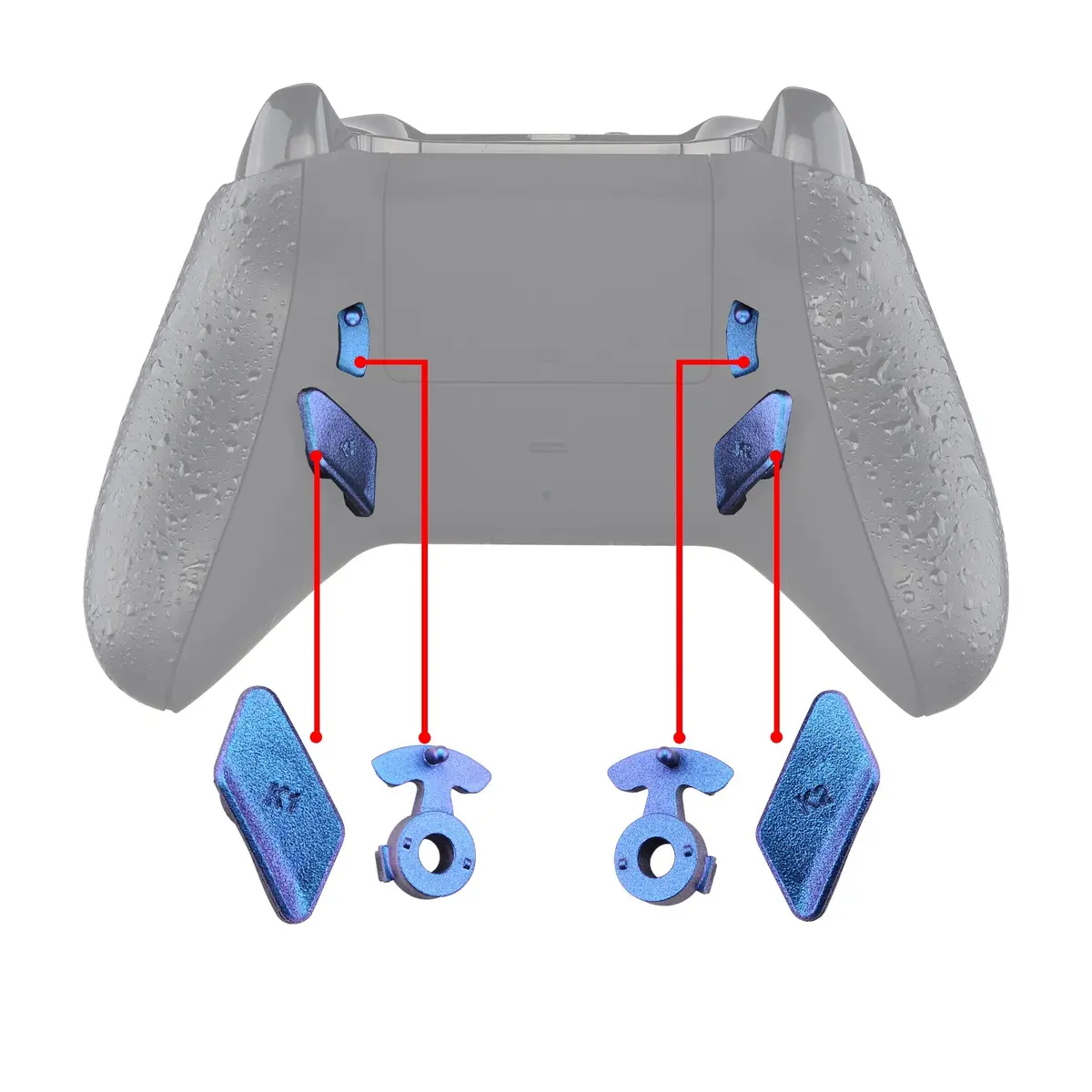 Extremerate Replacement Redesigned Back Buttons Hk3 Hk4 Trigger Lock K1 K2 Paddles For Extremerate Lofty Remap & Trigger Stop Kit, Compatible With Xbox One X & S Controller - Chameleon Purple Blue 1