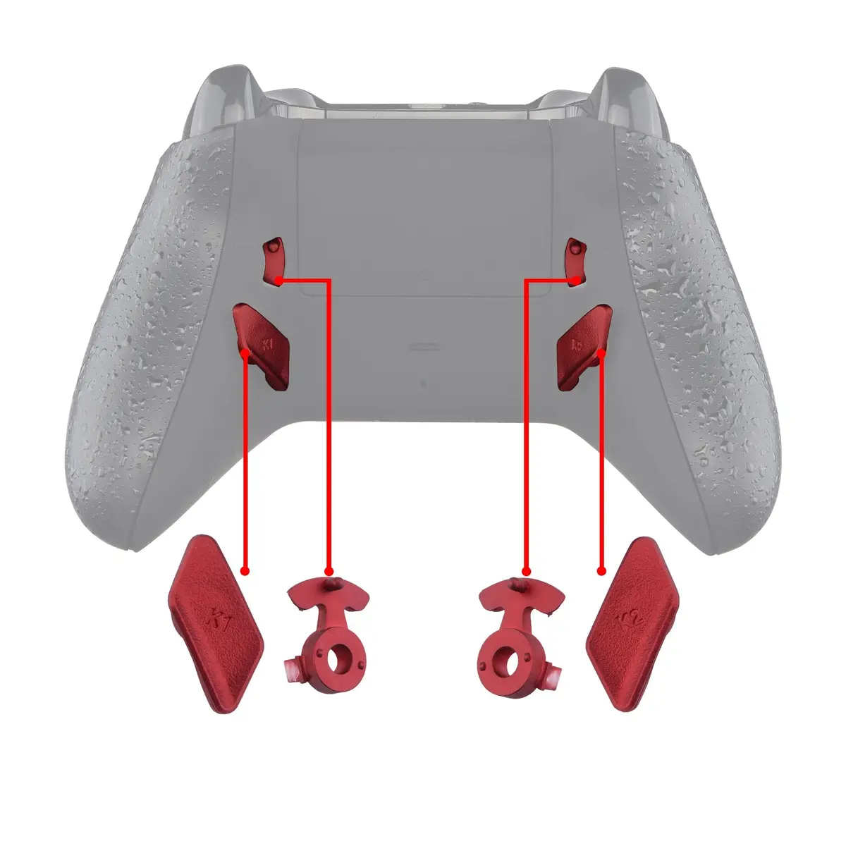 Extremerate Replacement Redesigned Back Buttons Hk3 Hk4 Trigger Lock K1 K2 Paddles For Extremerate Lofty Remap & Trigger Stop Kit, Compatible With Xbox One X & S Controller - Scarlet Red 1
