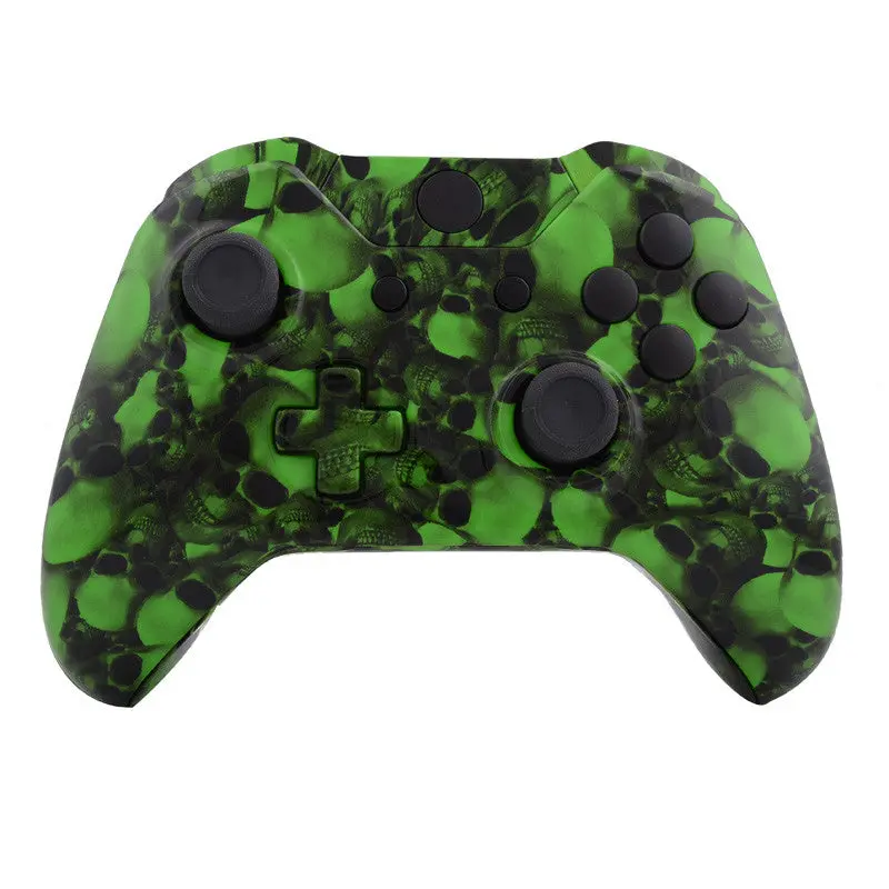 Extremerate Replacement Full Set Shells With Buttons For Xbox One Controller - Green Skull 1
