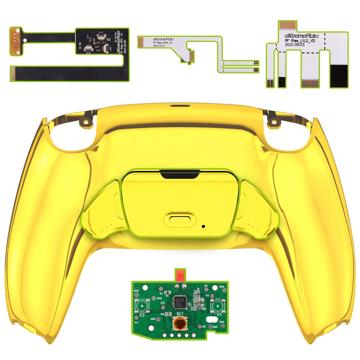 Extremerate Remappable Rise 2.0 Remap Kit For Ps5 Controller Bdm-010 & Bdm-020 - Chrome Gold 1