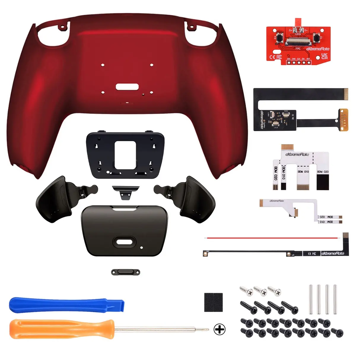 Extremerate Black Real Metal Buttons (Rmb) Version Rise 2.0 Remap Kit For Ps5 Controller Bdm-010/020 - Scarlet Red 2