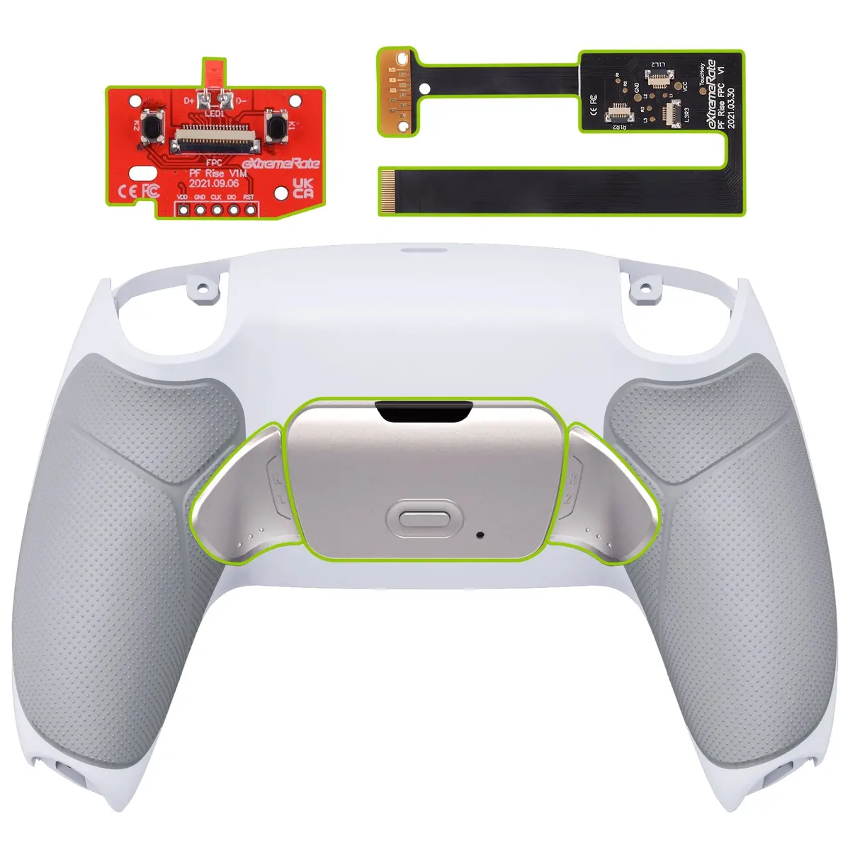 Extremerate Silver Real Metal Buttons (Rmb) Version Rise 2.0 Remap Kit For Ps5 Controller Bdm-010/020 - Rubberized Gray 1