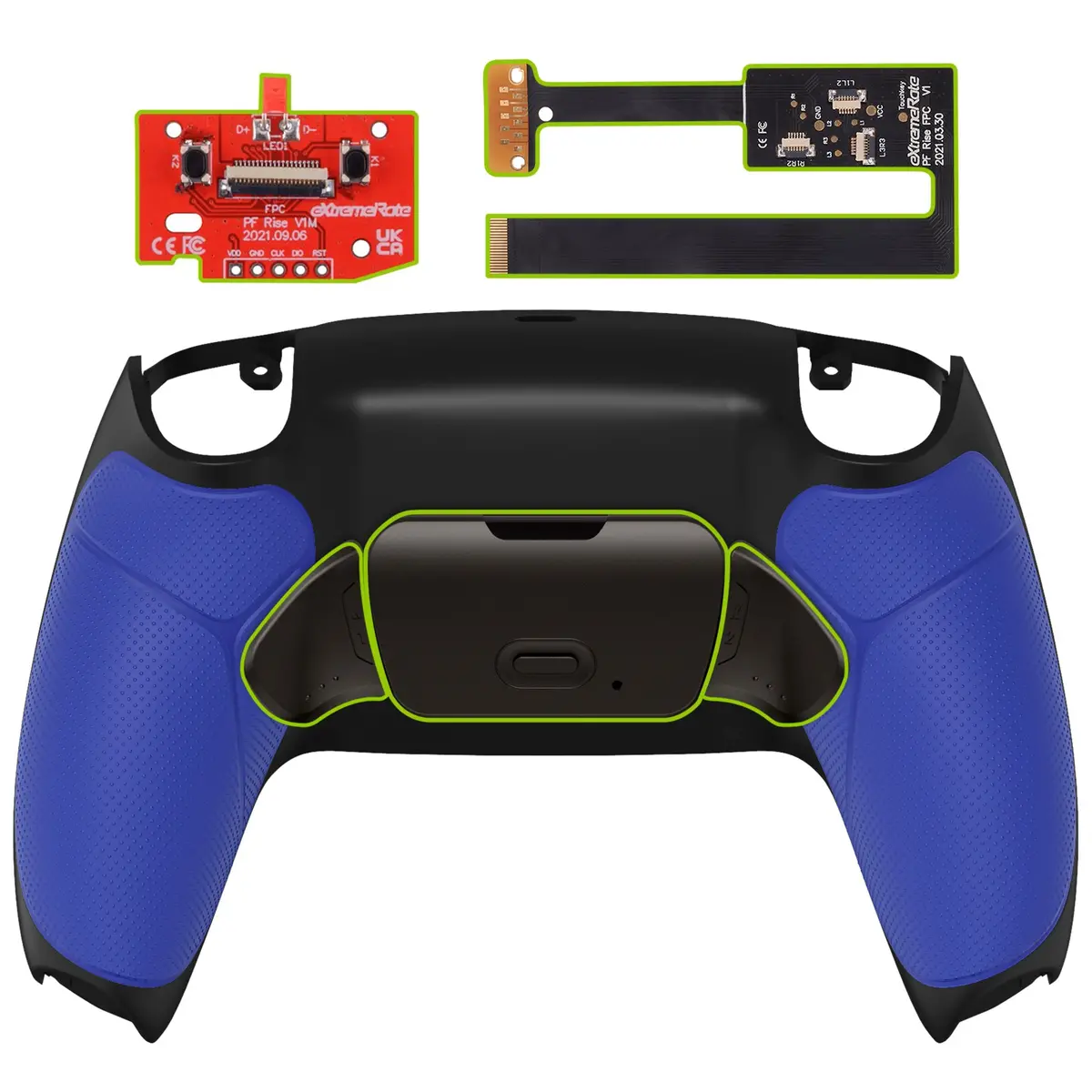 Extremerate Black Real Metal Buttons (Rmb) Version Rise 2.0 Remap Kit For Ps5 Controller Bdm-010/020 - Rubberized Blue 1