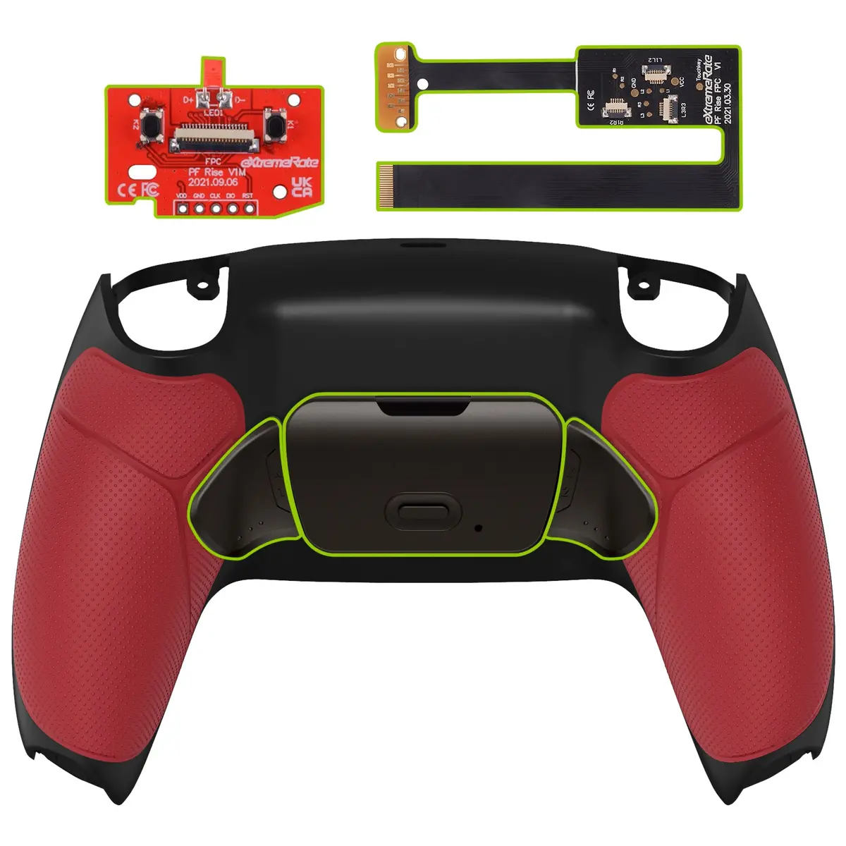 Extremerate Black Real Metal Buttons (Rmb) Version Rise 2.0 Remap Kit For Ps5 Controller Bdm-010/020 - Rubberized Red 1