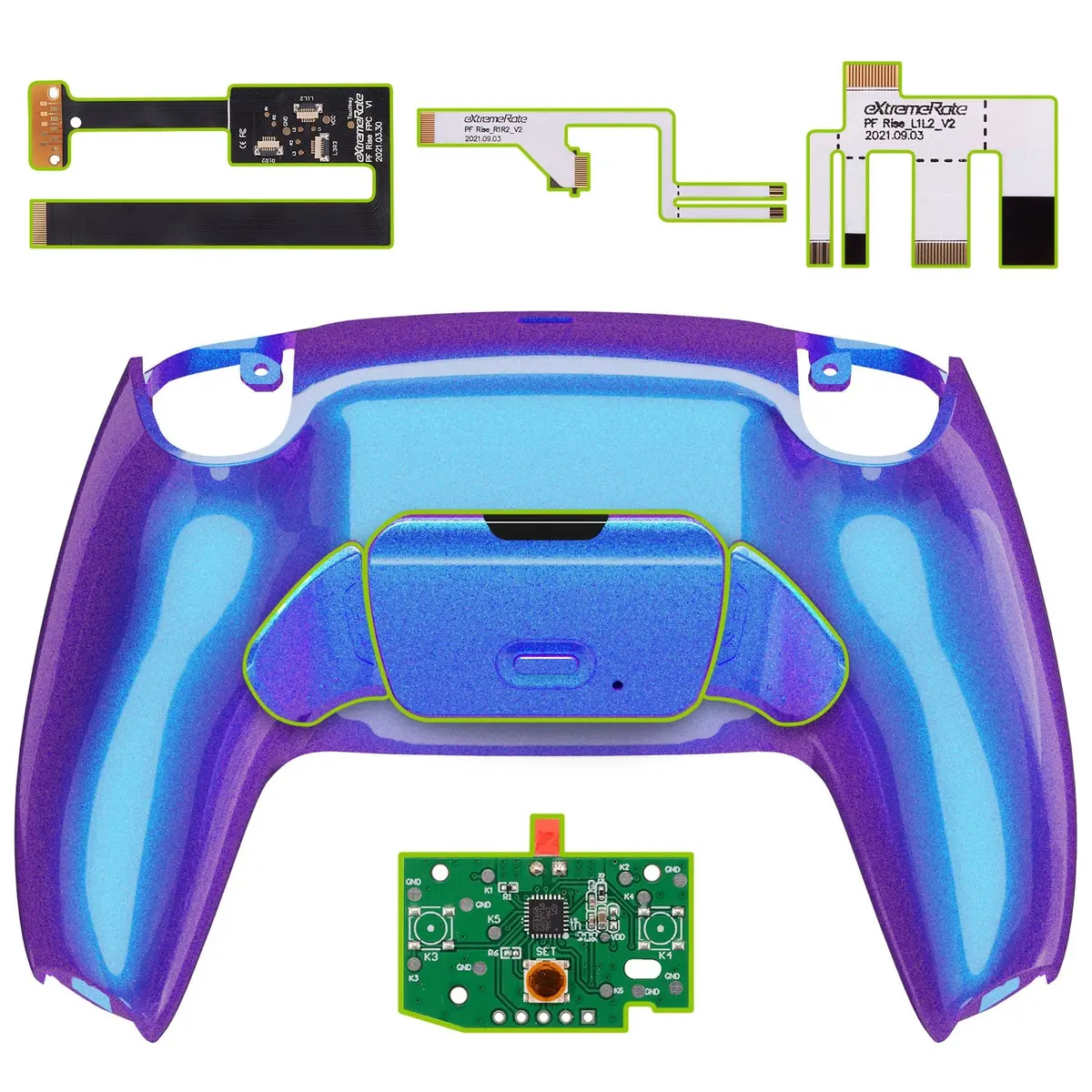 Extremerate Remappable Rise 2.0 Remap Kit For Ps5 Controller Bdm-010 & Bdm-020 - Chameleon Purple Blue 1