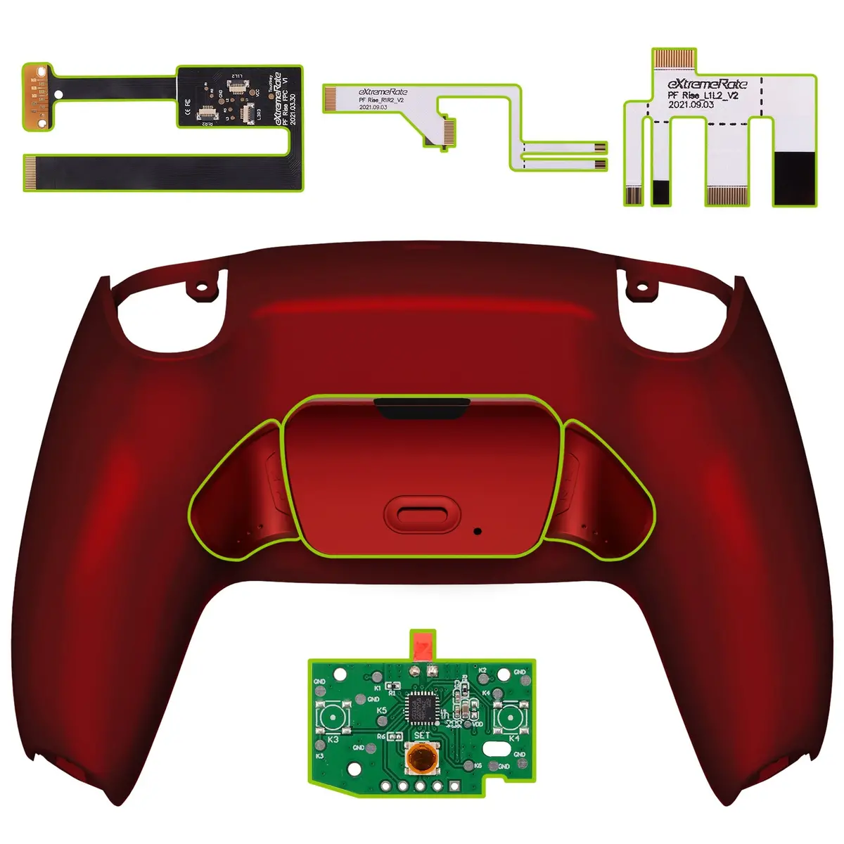 Extremerate Remappable Rise 2.0 Remap Kit For Ps5 Controller Bdm-010 & Bdm-020 - Scarlet Red 1
