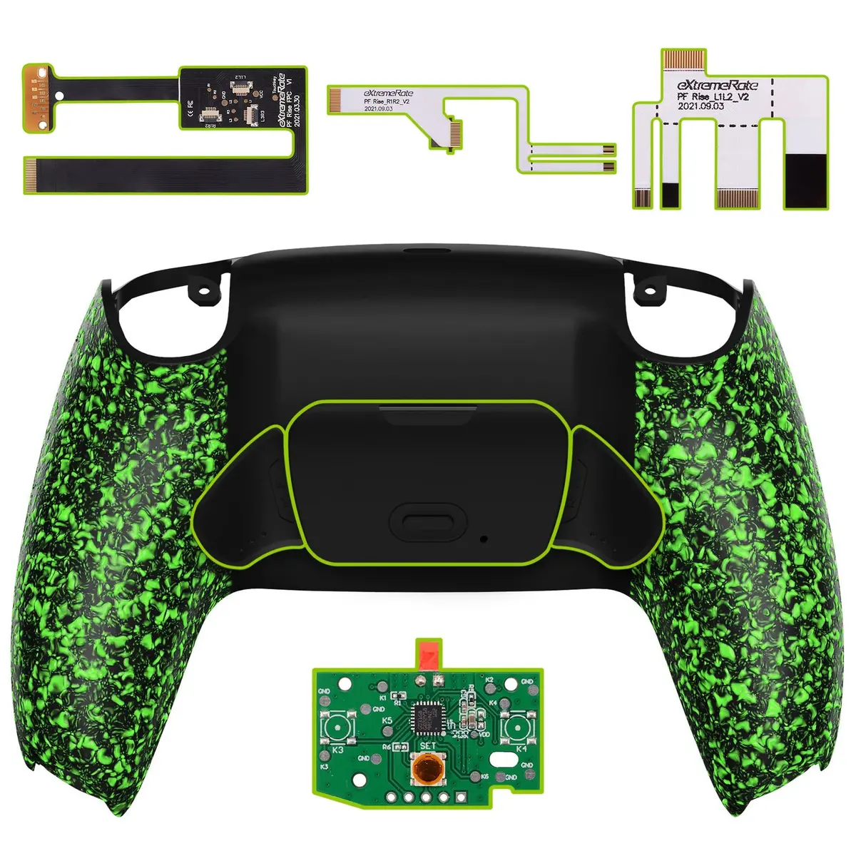 Extremerate Remappable Rise 2.0 Remap Kit For Ps5 Controller Bdm-010 & Bdm-020 - Textured Green 1