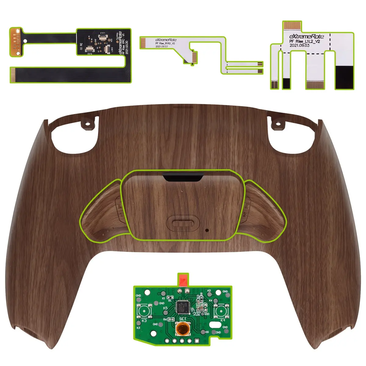 Extremerate Remappable Rise 2.0 Remap Kit For Ps5 Controller Bdm-010 & Bdm-020 - Wood Grain 1