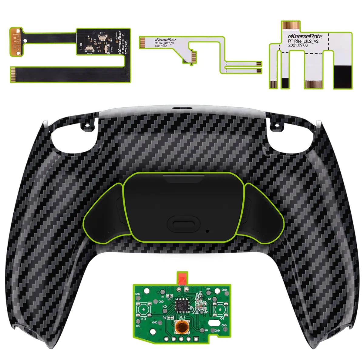 Extremerate Remappable Rise 2.0 Remap Kit For Ps5 Controller Bdm-010 & Bdm-020 - Graphite Carbon Fiber 1