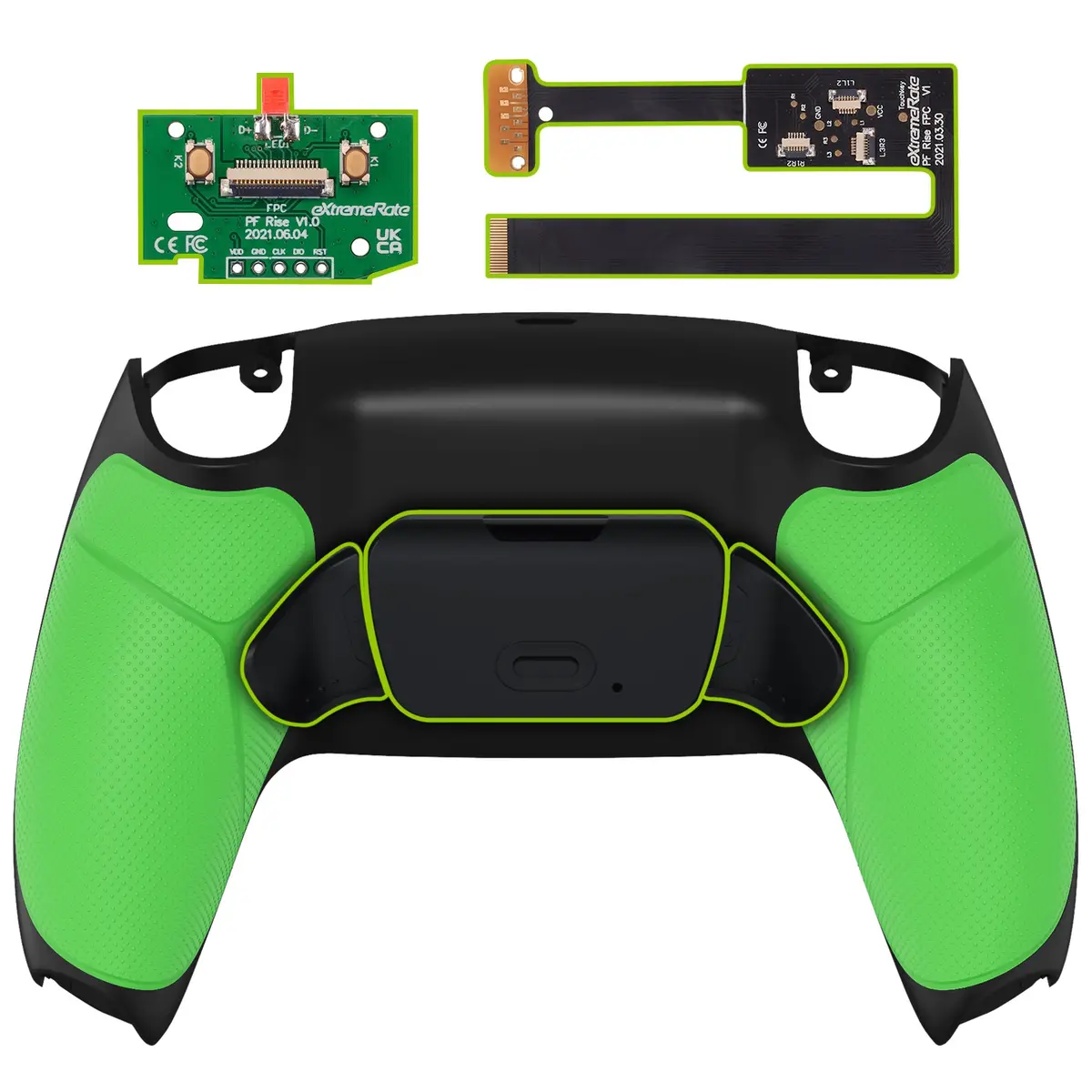 Extremerate Remappable Rise 2.0 Remap Kit For Ps5 Controller Bdm-010 & Bdm-020 - Rubberized Green 1
