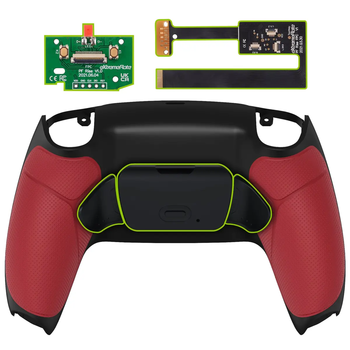 Extremerate Remappable Rise 2.0 Remap Kit For Ps5 Controller Bdm-010 & Bdm-020 - Rubberized Red 1