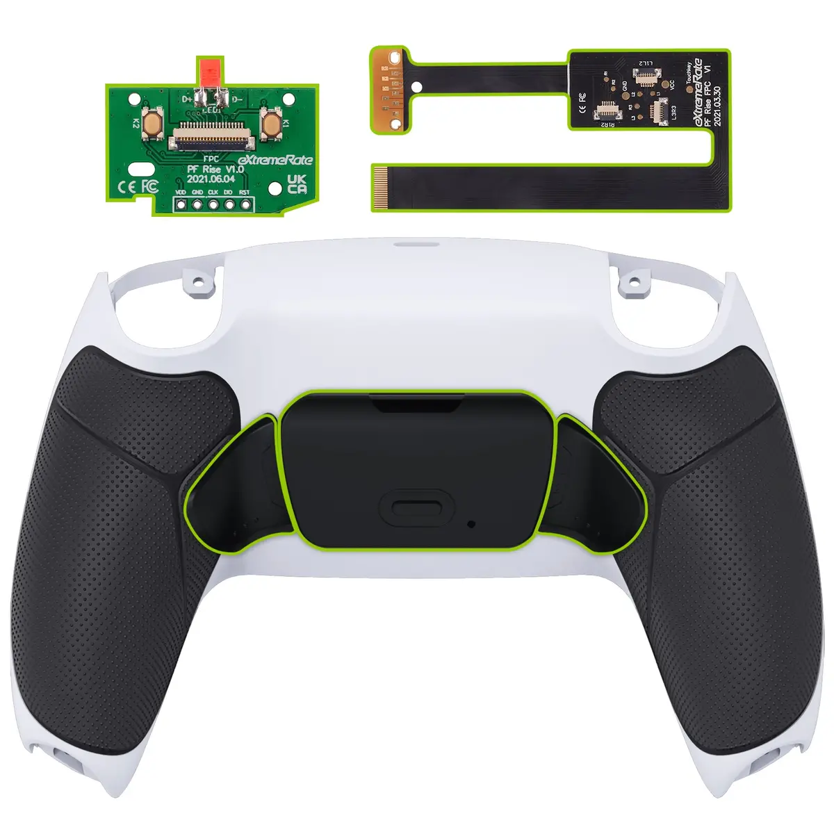 Extremerate Remappable Rise 2.0 Remap Kit For Ps5 Controller Bdm-010 & Bdm-020 - Rubberized Black Grip With Black Back Paddles 1