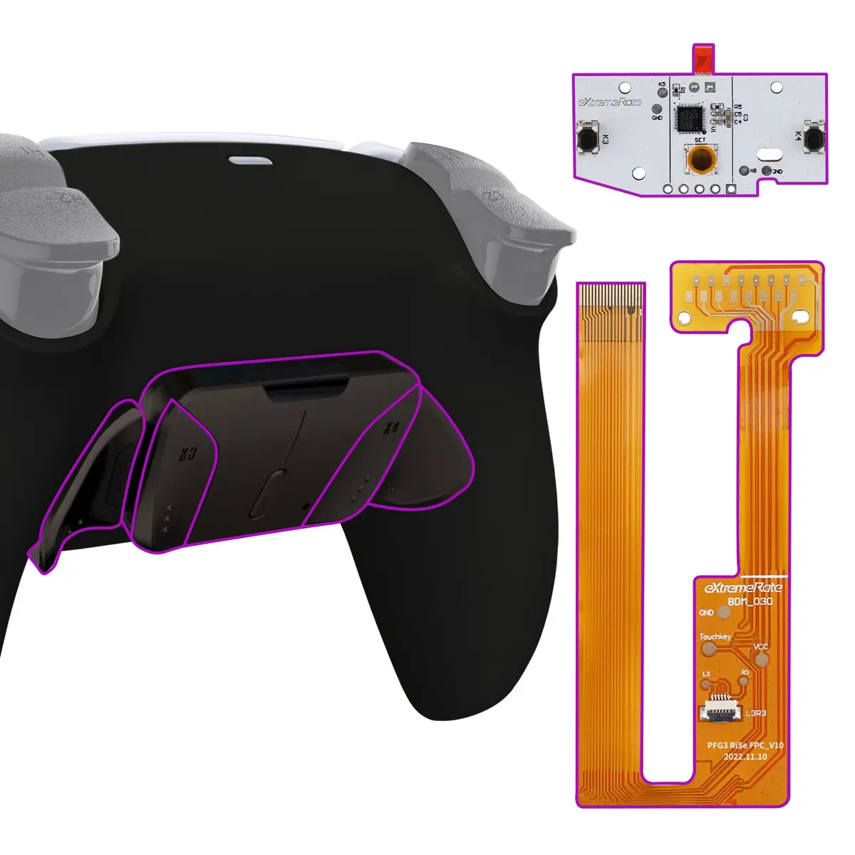 Extremerate Black Real Metal Buttons (Rmb) Version Rise 4.0 Remap Kit For Ps5 Controller Bdm-030/040/050 - Black 1