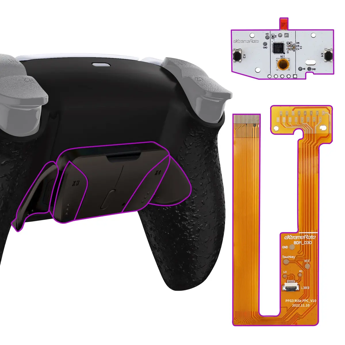 Extremerate Black Real Metal Buttons (Rmb) Version Rise 4.0 Remap Kit For Ps5 Controller Bdm-030/040/050 - Textured Black 1