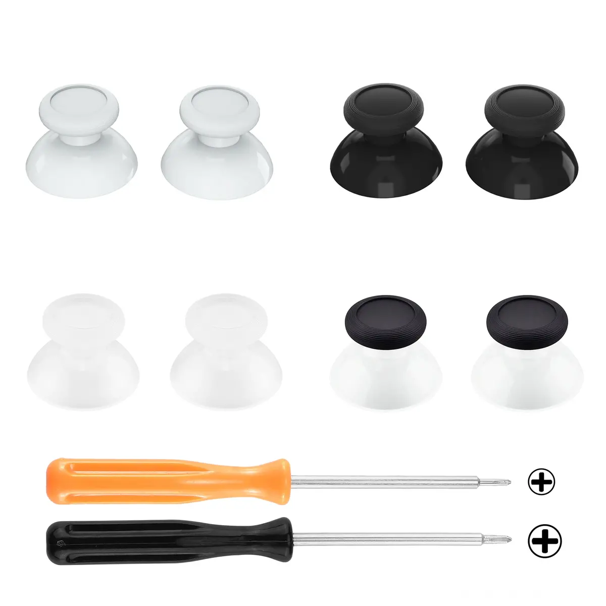 Extremerate 4 Pairs Replacement 3D Joystick Thumbsticks For Nintendo Switch Pro Controller - Black & White & Transparent & Transparent Black 1
