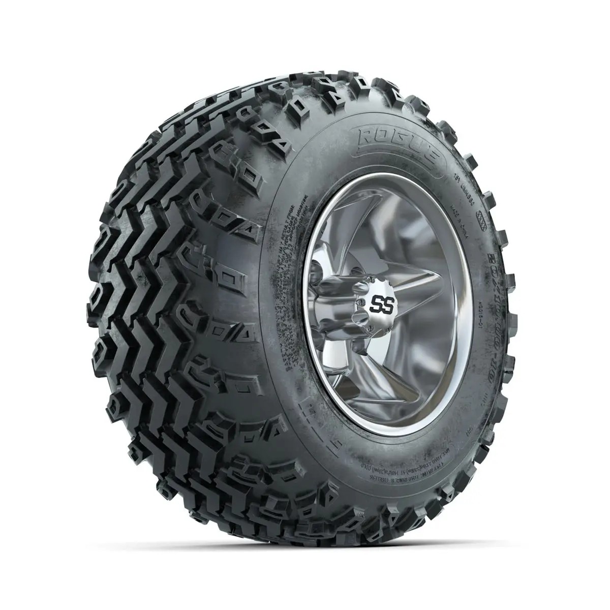 Gtw Godfather Chrome 10 In Wheels With 20X10.00-10 Rogue All Terrain Tires Full Set 1