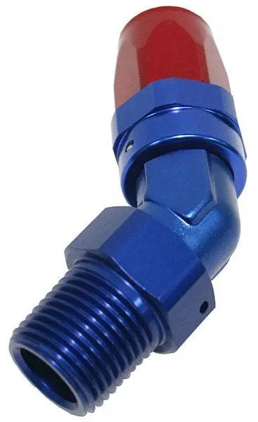 45° Swivel Hose Fitting – 1/8" Npt Male To -6An Straight-Tapered End 1