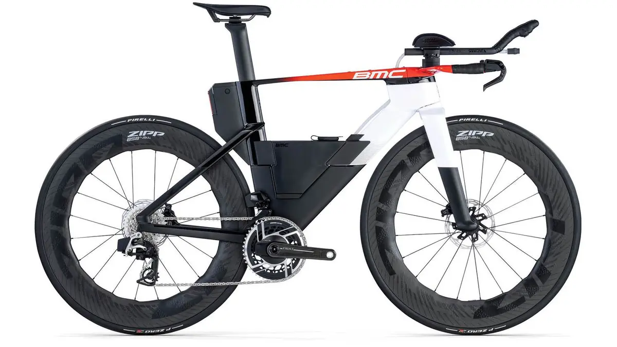 Bmc Speedmachine 01 One Tt/Triathlon Bike - Sram Red Axs 1X12 - Cool White / Neon Red 1