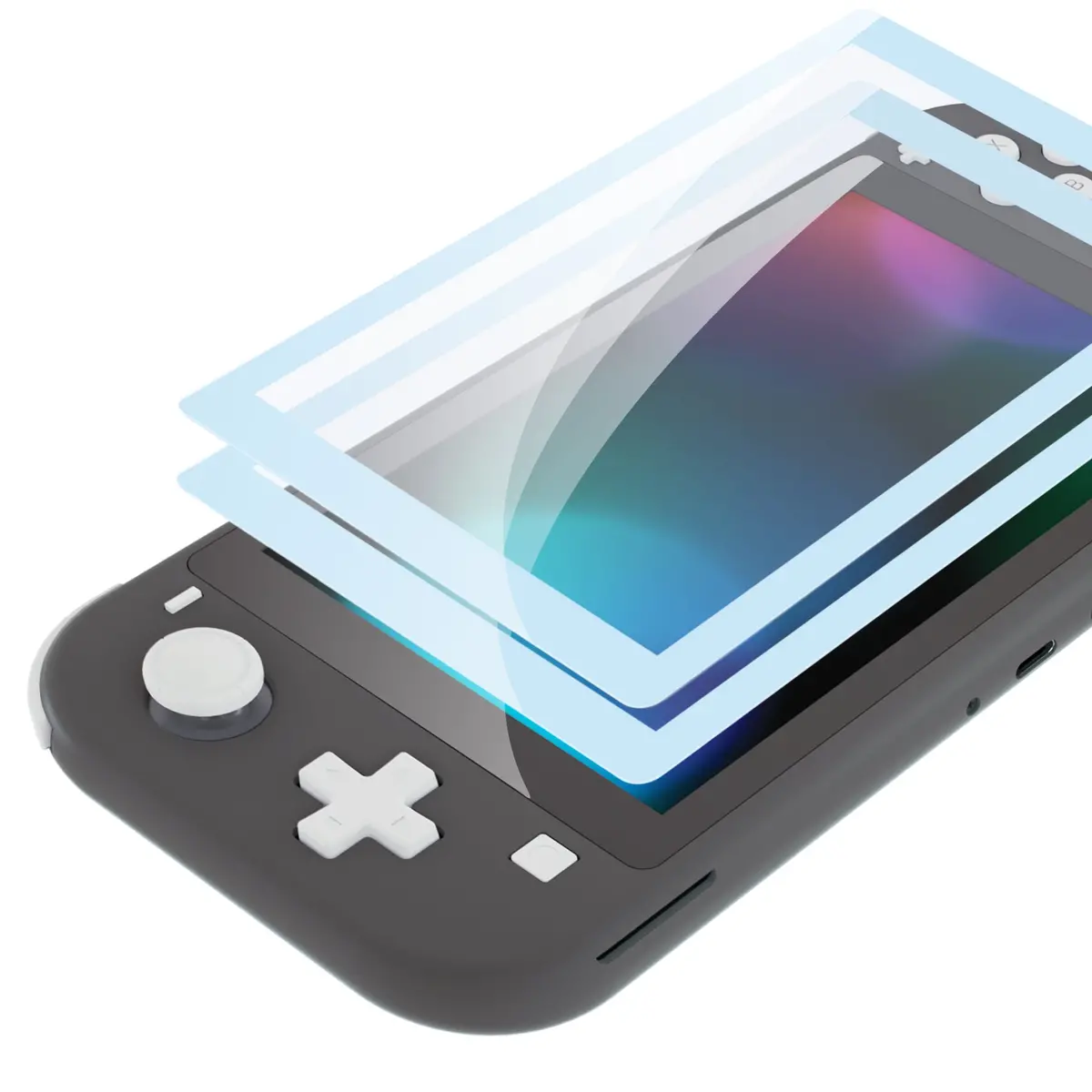 Extremerate 2 Pack Anti-Scratch Transparent Hd Tempered Glass Screen Protector For Nintendo Switch Lite - Sky Blue Border 1