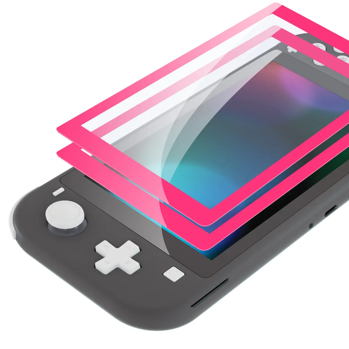 Extremerate 2 Pack Anti-Scratch Transparent Hd Tempered Glass Screen Protector For Nintendo Switch Lite - Bright Pink 1