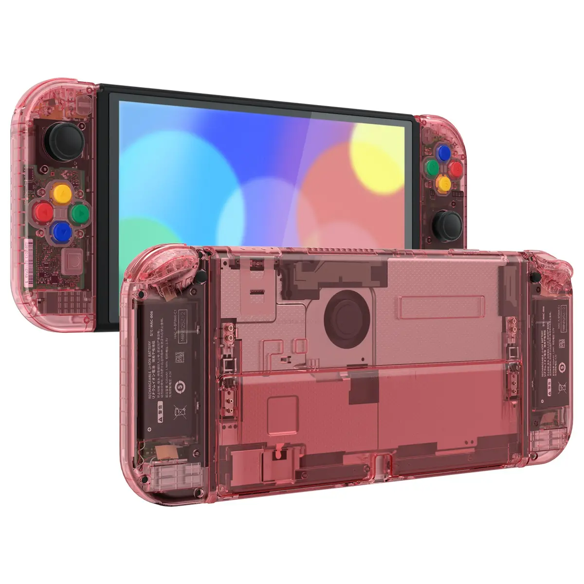 Extremerate Custom Replacement Full Set Shell With Buttons For Nintendo Switch Oled - Crystal Cherry Pink 1