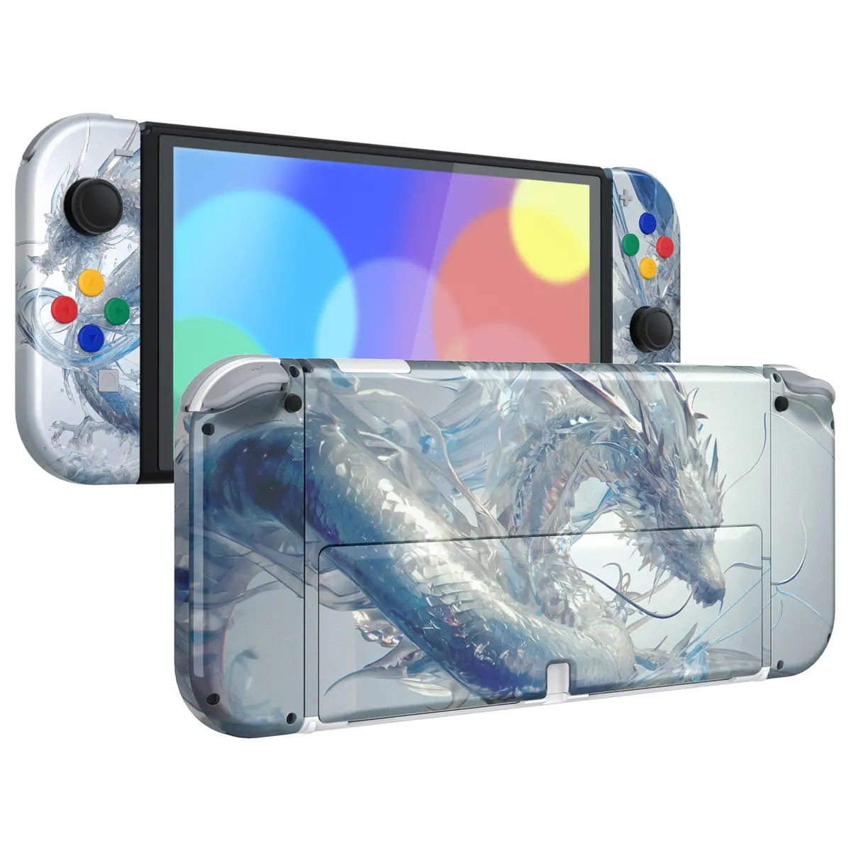 Extremerate Custom Replacement Full Set Shell With Buttons For Nintendo Switch Oled - Crystal Dragon 1