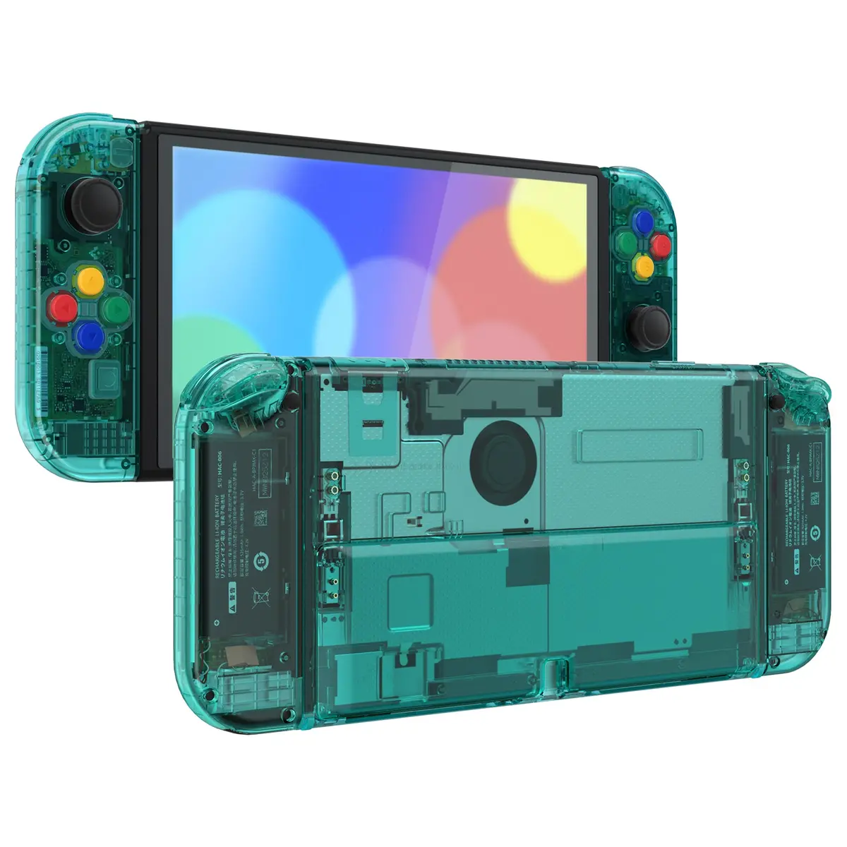 Extremerate Custom Replacement Full Set Shell With Buttons For Nintendo Switch Oled - Crystal Emerald Green 1