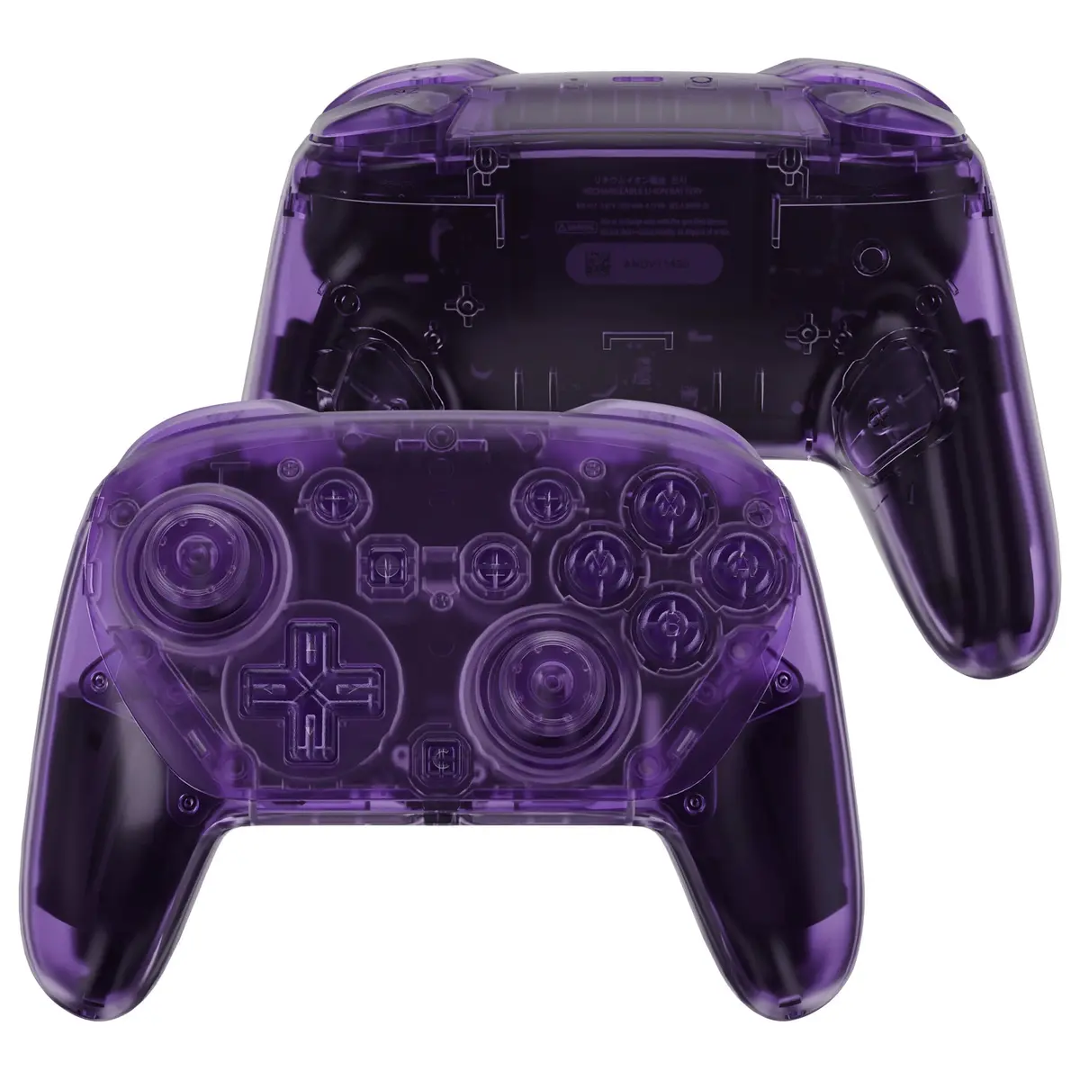Extremerate Diy Replacement Full Set Shells With Buttons For Nintendo Switch 2 Pro Controller - Clear Atomic Purple 1