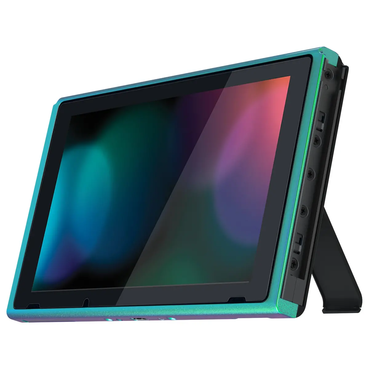 Extremerate Diy Replacement Housing Shell Front Frame With Volume Up Down Power Buttons For Ns Switch Console - Chameleon Green Purple 1