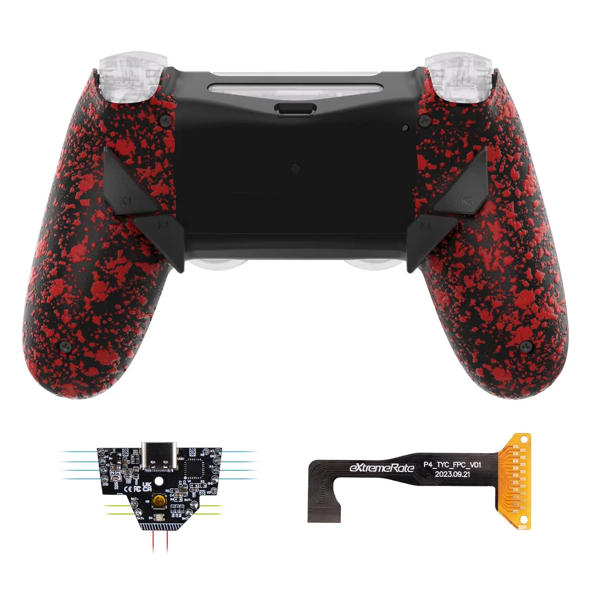 Extremerate Dawn Type-C Version Remap Kit For Ps4 Slim Pro Controller Jdm-040/050/055 - Textured Red 1