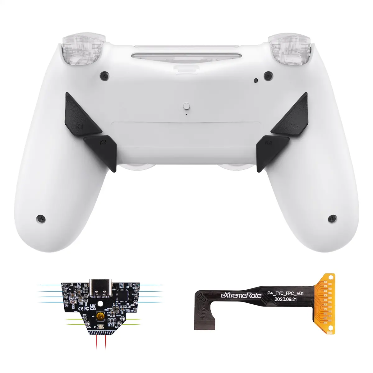 Extremerate Dawn Type-C Version Remap Kit For Ps4 Slim Pro Controller Jdm-040/050/055 - White 1