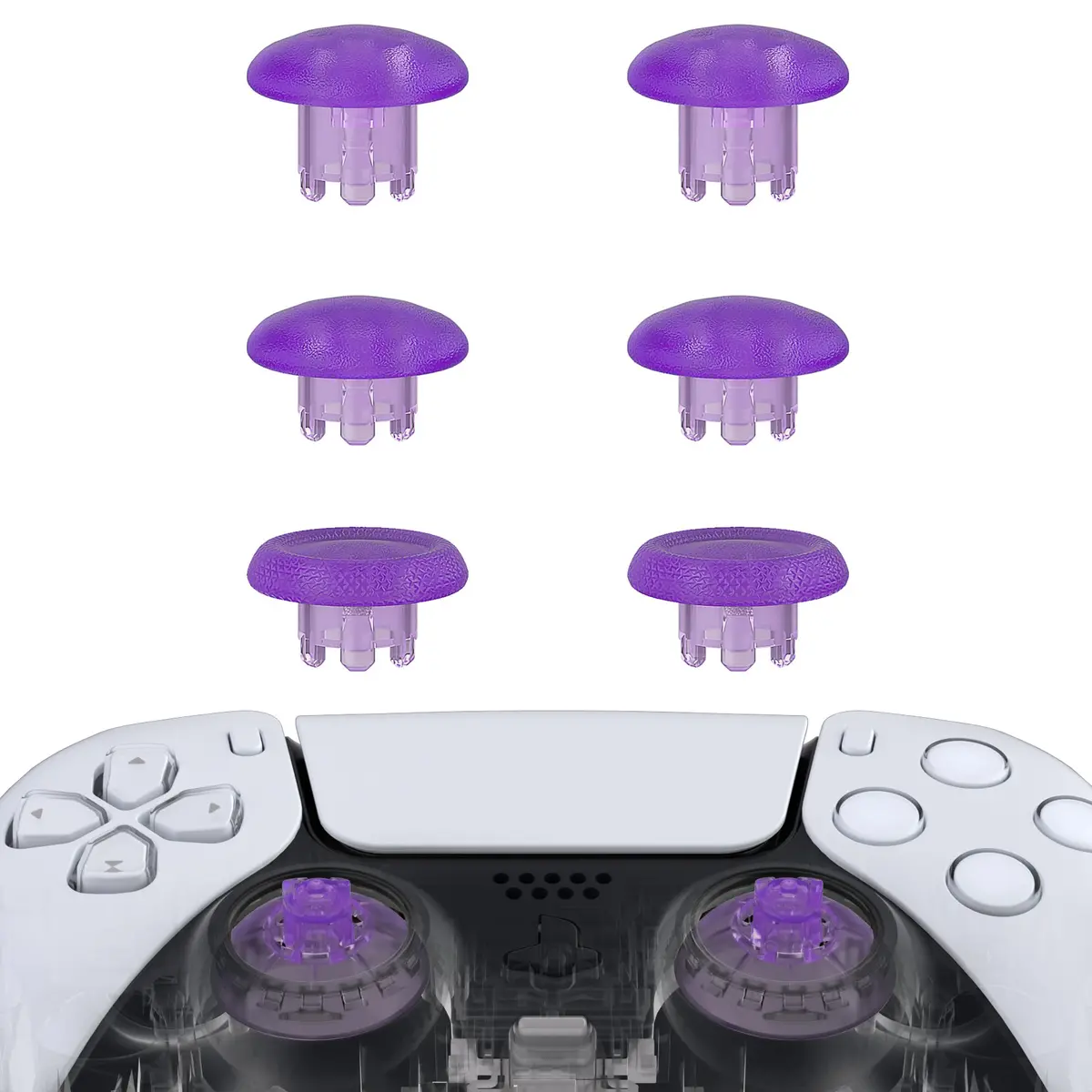 Extremerate Edge Sticks Replacement Interchangeable Thumbsticks For Ps5 & Ps4 All Model Controllers - Clear Atomic Purple 1
