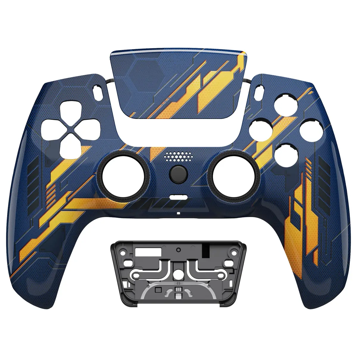 Extremerate Luna Redesigned Replacement Front Shell With Touchpad Compatible With Ps5 Controller Bdm-010/020/030/040/050 - Glow In Dark Mecha - Orange 1