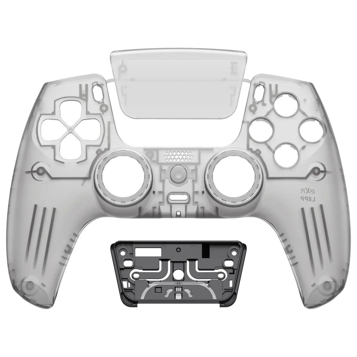 Extremerate Luna Redesigned Replacement Front Shell With Touchpad Compatible With Ps5 Controller Bdm-010/020/030/040/050- Clear Black 1