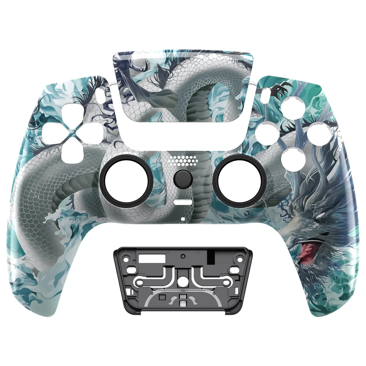 Extremerate Luna Redesigned Replacement Front Shell With Touchpad Compatible With Ps5 Controller Bdm-010/020/030/040/050 - Jade Dragon - Cloud Dominator 1