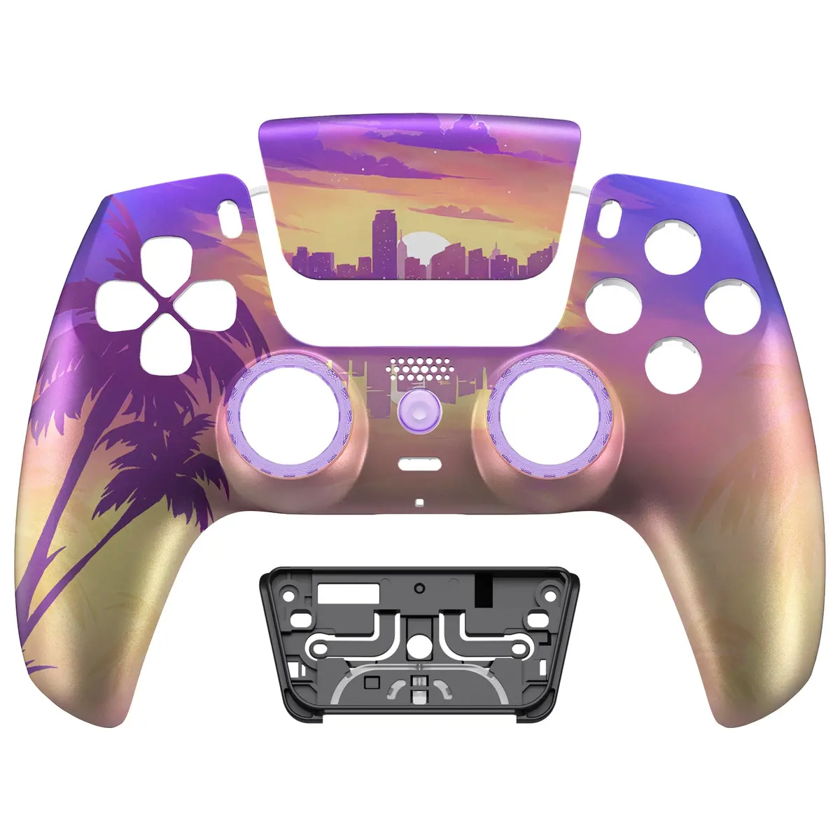 Extremerate Luna Redesigned Replacement Front Shell With Touchpad Compatible With Ps5 Controller Bdm-010/020/030/040/050/060 - Neon Miami 1
