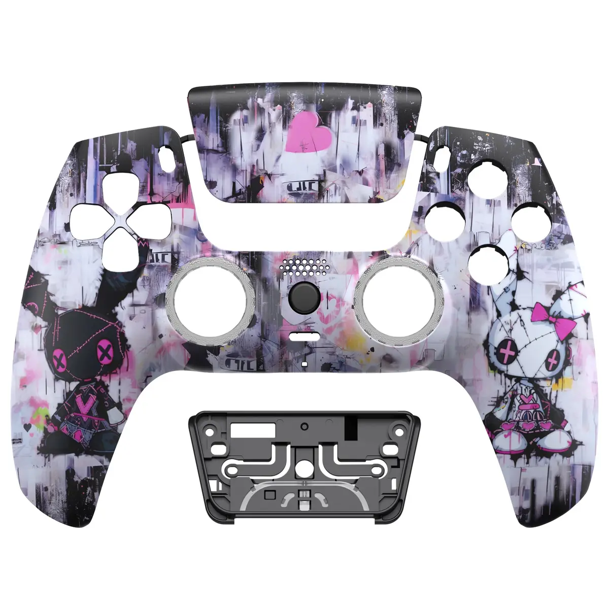 Extremerate Luna Redesigned Replacement Front Shell With Touchpad Compatible With Ps5 Controller Bdm-010/020/030/040/050/060 - Lovely Punky Bunny 1