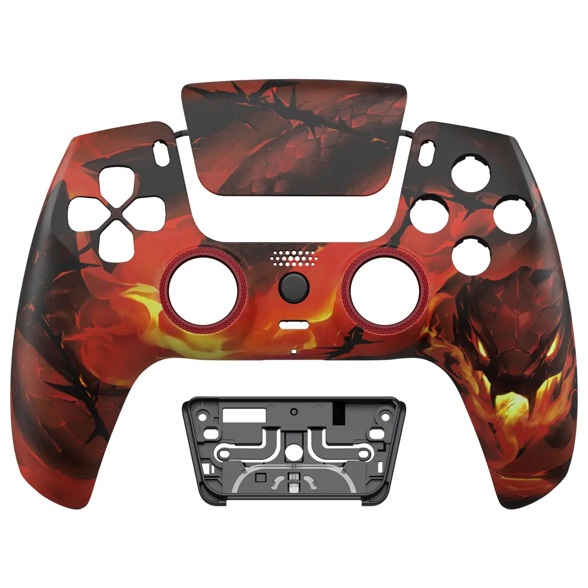 Extremerate Luna Redesigned Replacement Front Shell With Touchpad Compatible With Ps5 Controller Bdm-010/020/030/040/050/060 - Purgatory Fire Serpent 1