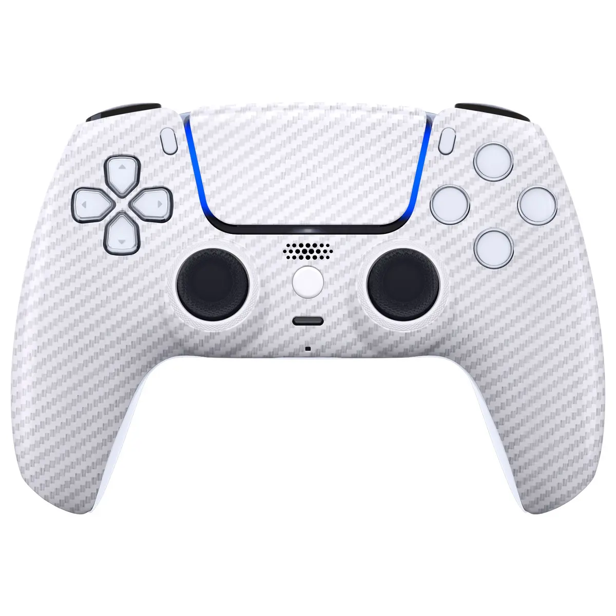 Extremerate Luna Redesigned Replacement Front Shell With Touchpad Compatible With Ps5 Controller Bdm-010/020/030/040/050 - White Silver Carbon Fiber 2