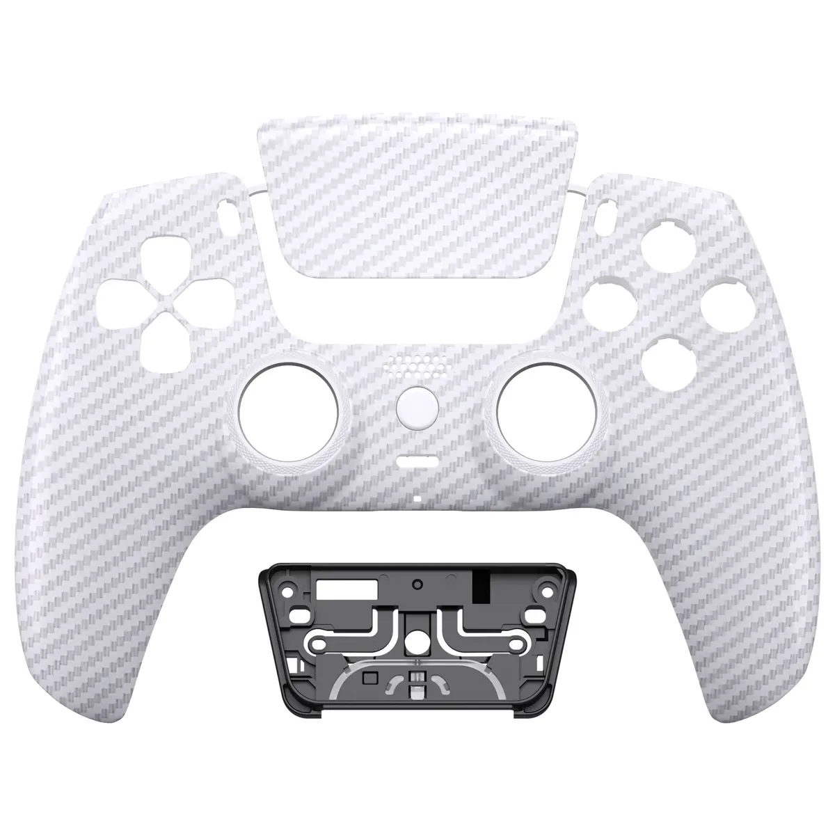 Extremerate Luna Redesigned Replacement Front Shell With Touchpad Compatible With Ps5 Controller Bdm-010/020/030/040/050 - White Silver Carbon Fiber 1