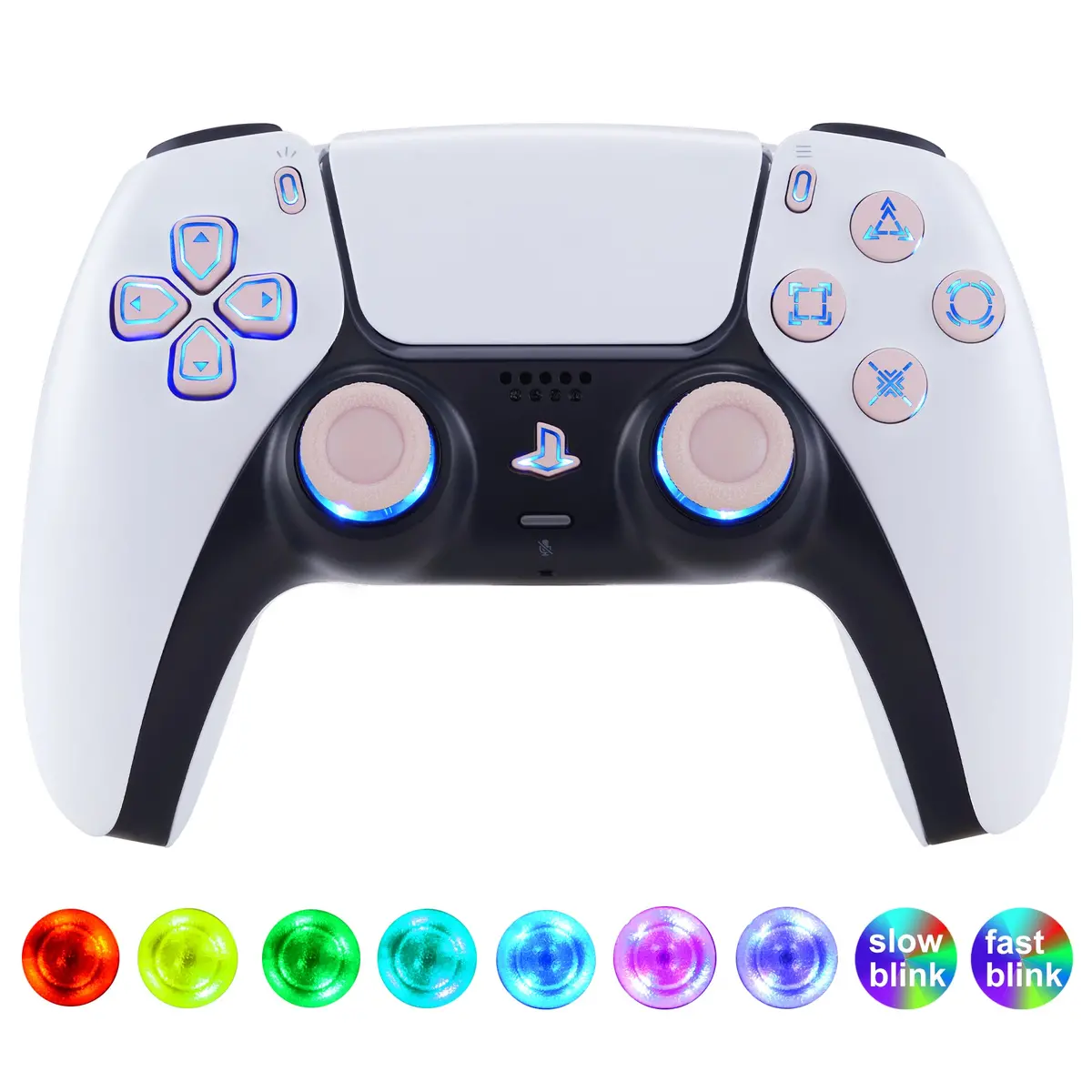 Extremerate Multi-Colors Luminated Buttons Dtf V3 Led Kit For Ps5 Controller Bdm-030/040/050 - Cherry Blossoms Pink 1