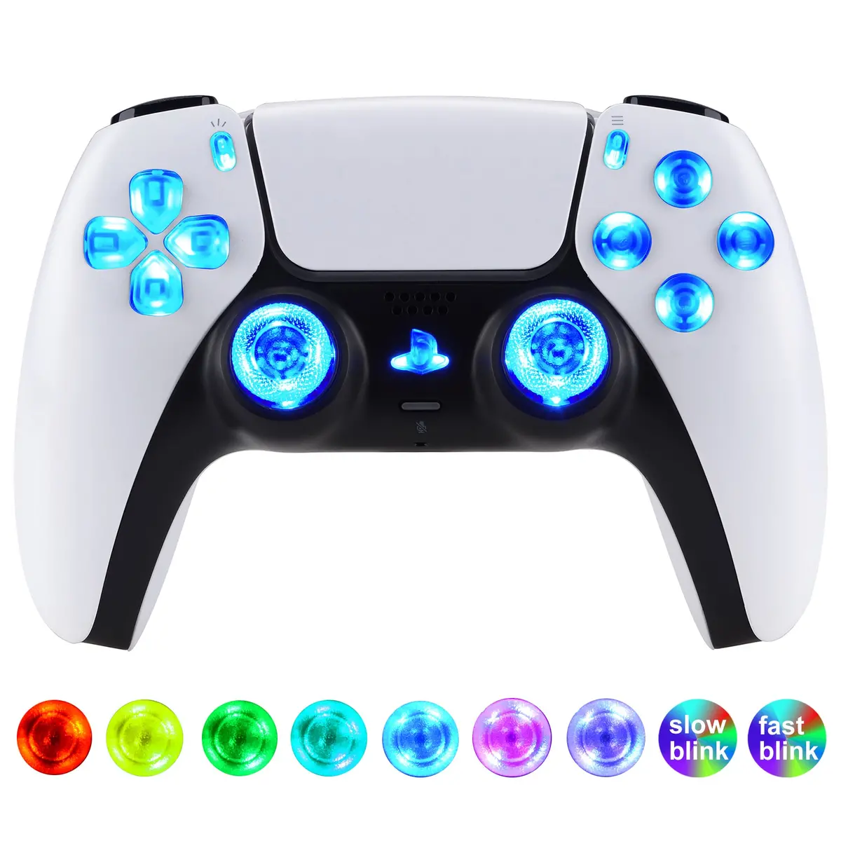 Extremerate Multi-Colors Luminated Buttons Dtf V4 Led Kit For Ps5 Controller Bdm-030/040/050/060 - Clear 1