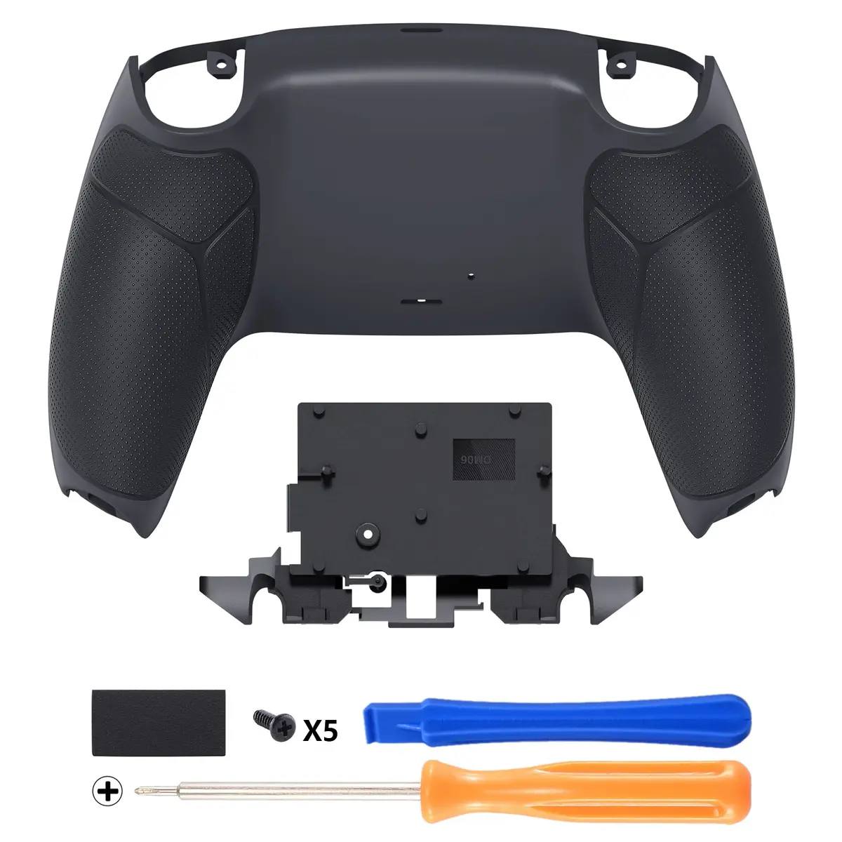 Extremerate Performance Grip Replacement Back Housing Bottom Shell For Ps5 Controller Bdm-010/020/030/040/050/060 - Rubberized Classic Gray & Dark Gray 1